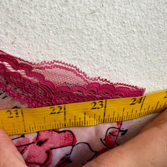 Pink‎ Floral Lace Trim Babydoll Top Y2K 2000s Fairycore Coquette XL - Picture 6 of 6